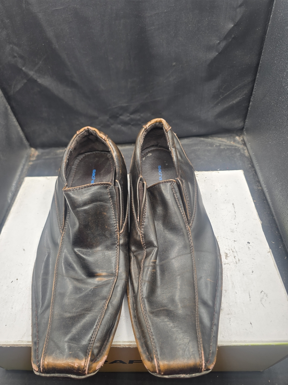 Men's Black Slip-On Square-Toe Loafers